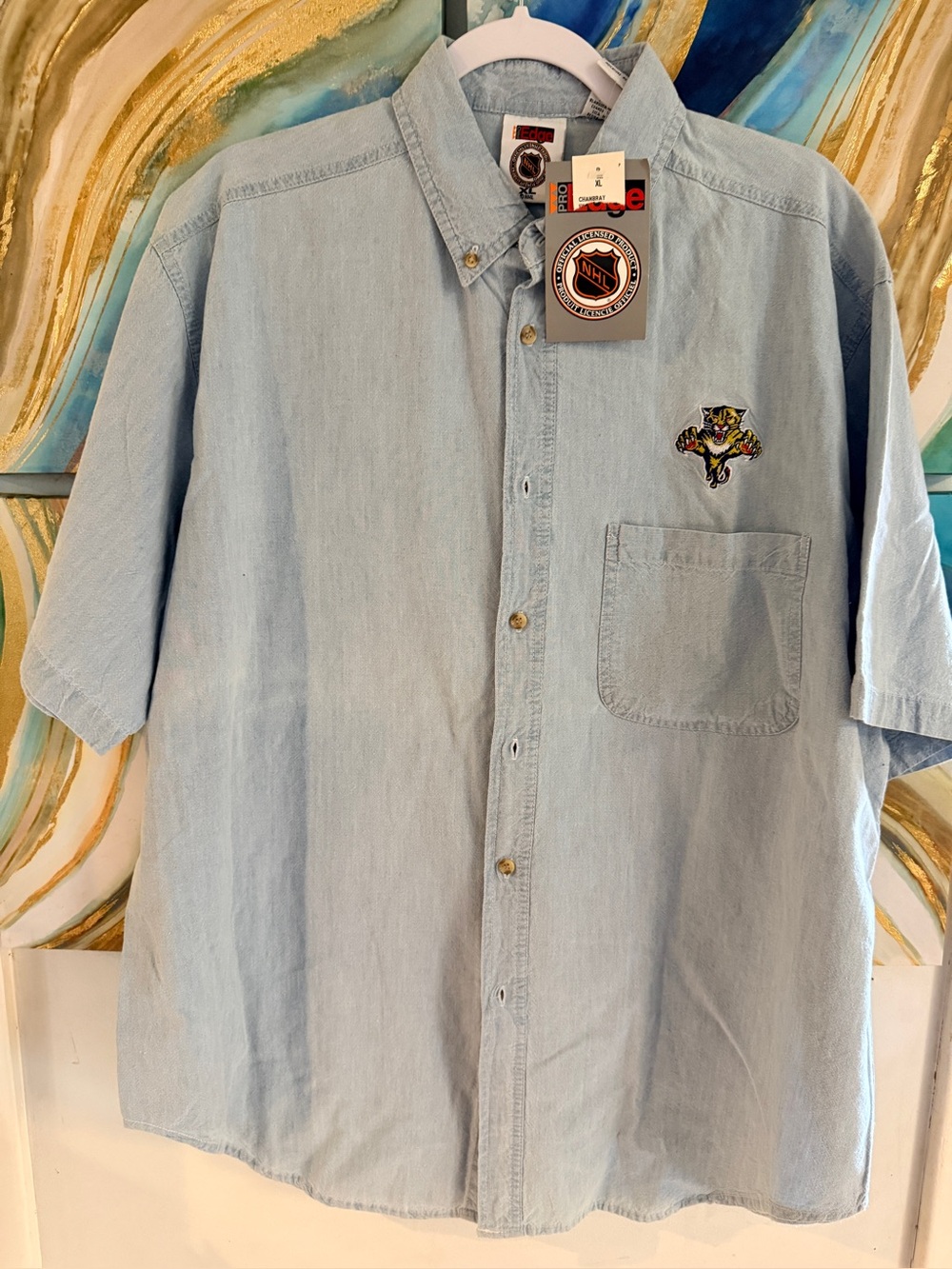 Vintage Florida Panthers button-up chambray shirt size xl
